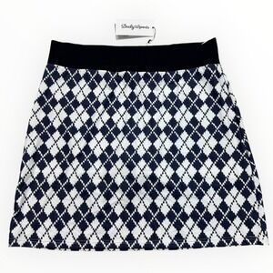Daily Sports Golf‎ Skort Women's XL Argyle Navy Blue White Plaid Pattern